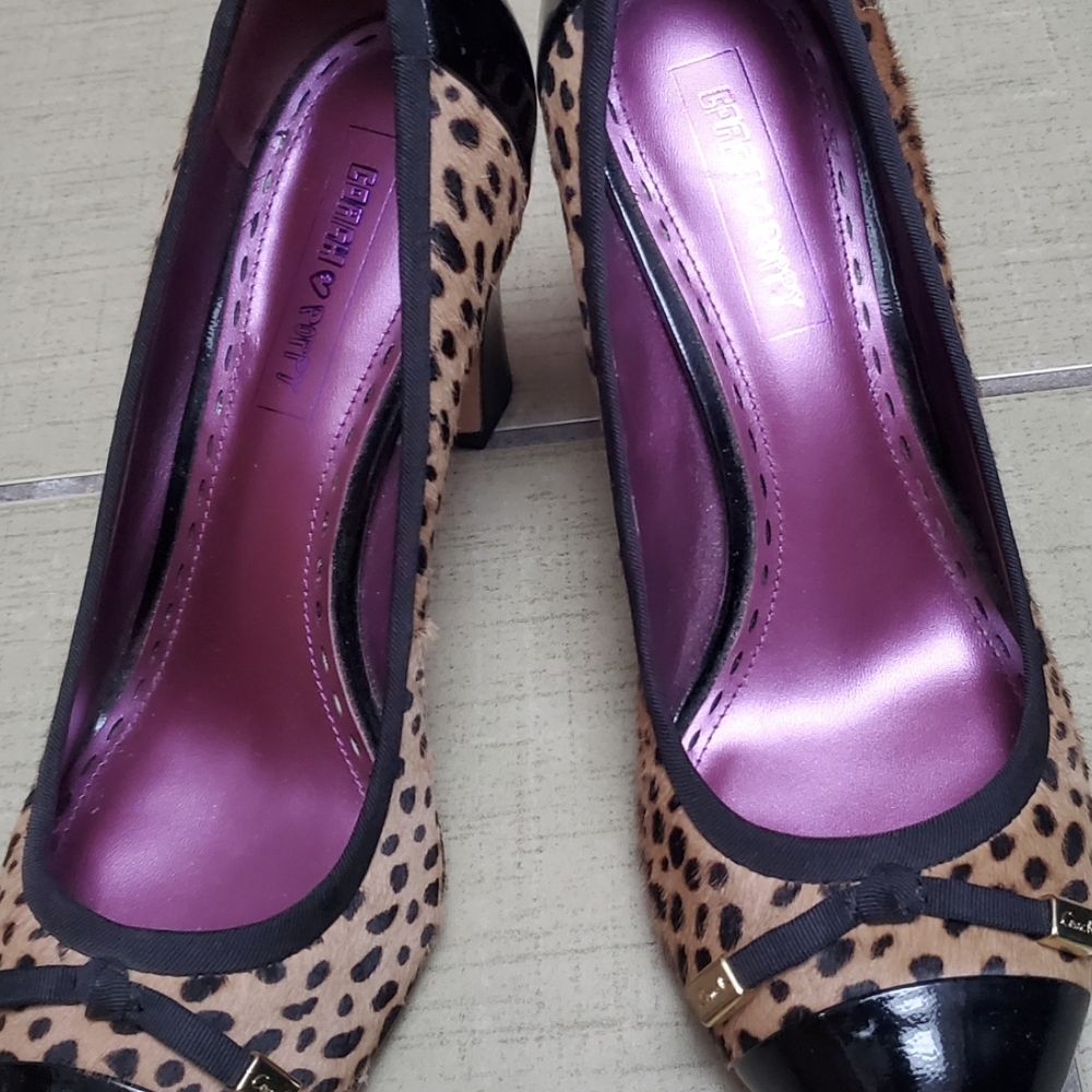 Brown and Black Platform Peep-Toe Pumps